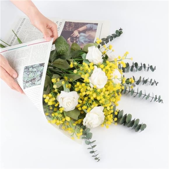 Artificial Baby Breath Flowers Yellow Gypsophila Bouquets 15pcs Real Touch - Picture 3 of 6